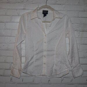 🤍✨ RAG Stretch White Long‑Sleeve Button‑Down Shirt · Size Medium · crisp class